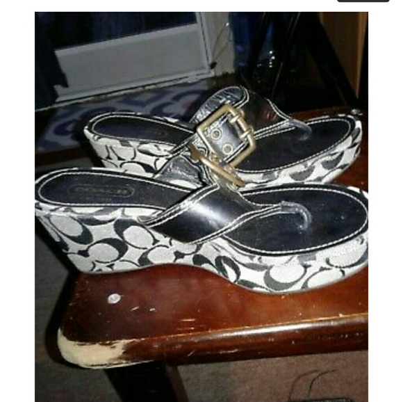 **SOLD*COACH WEDGE SANDAL*SHERRI* SIG JACQUARD* - Picture 6 of 8